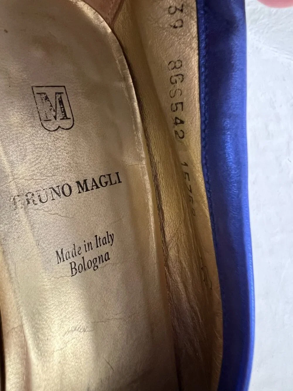 Bruno Magli loafers metallic blue leather EU 39 US womens 9 slip on shoes